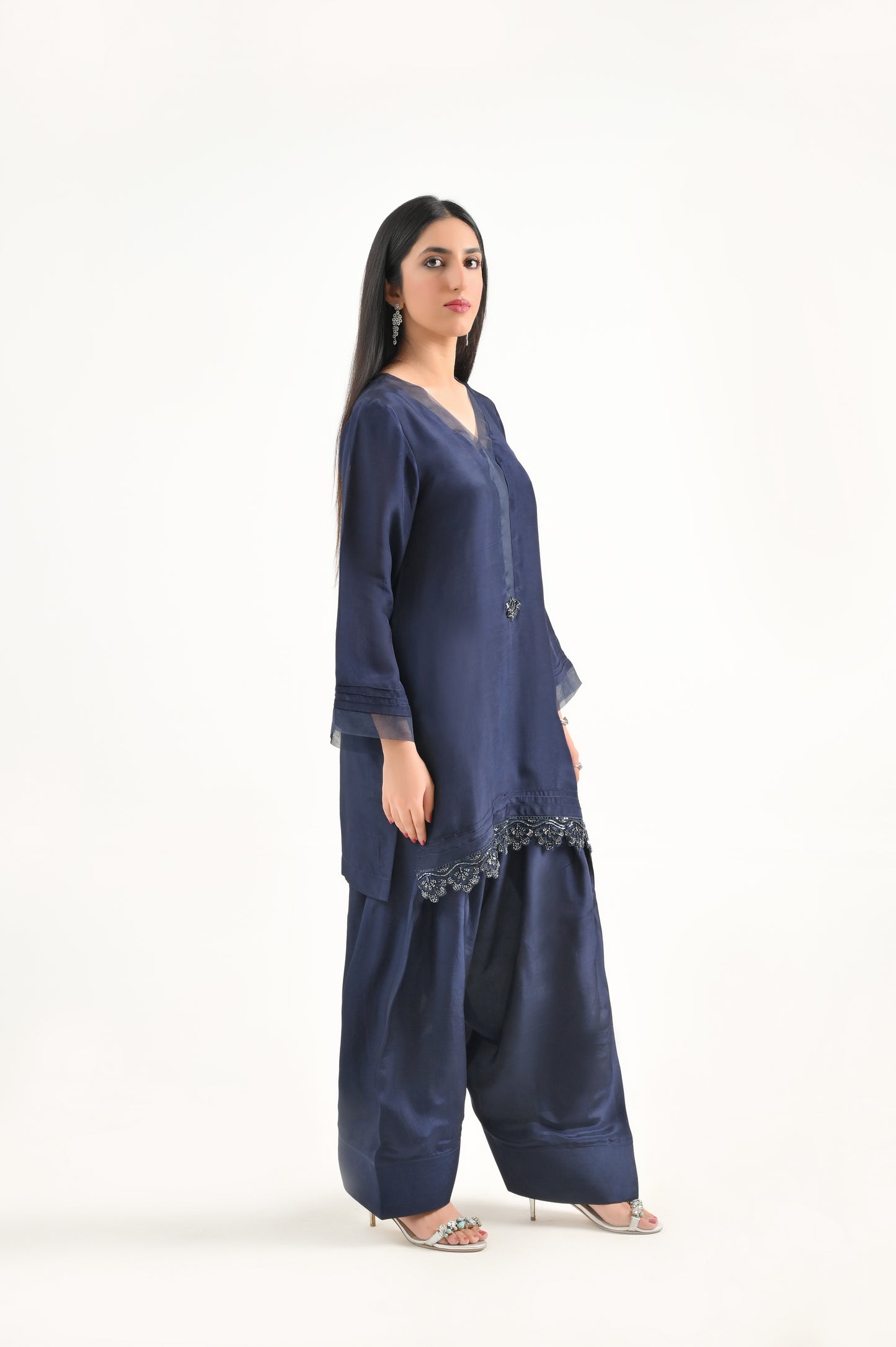 Navy Blue Farshi Set 2Pc