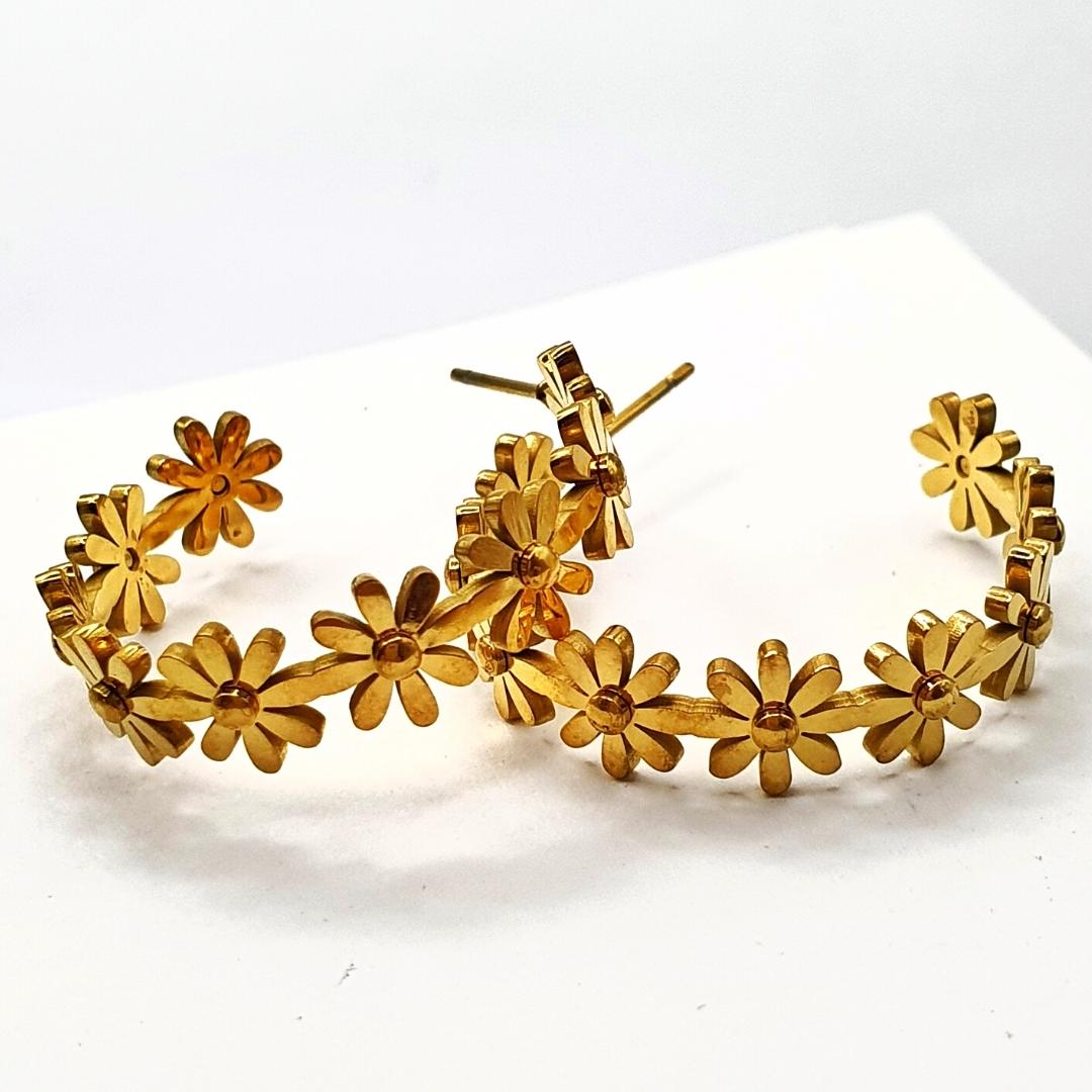 Gold Plated Flower Hoops