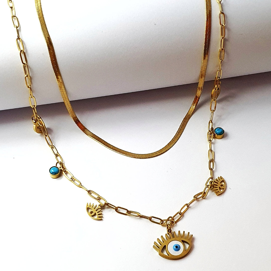 Double Layer Turkish Eye Necklace