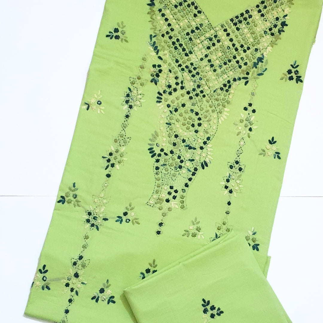 Apple Green Hand Embroidered-3PC Unstitched Suit