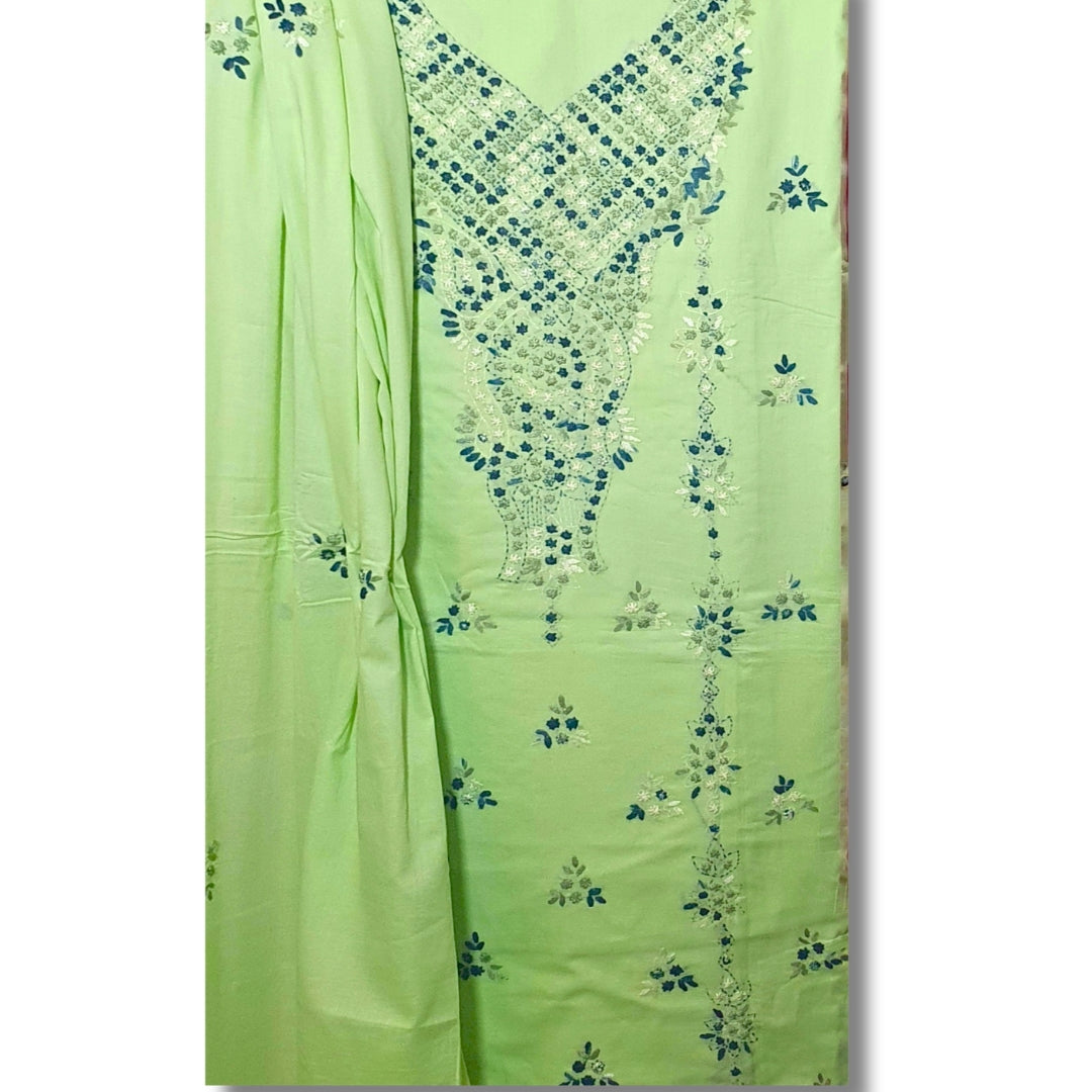 Apple Green Hand Embroidered-3PC Unstitched Suit