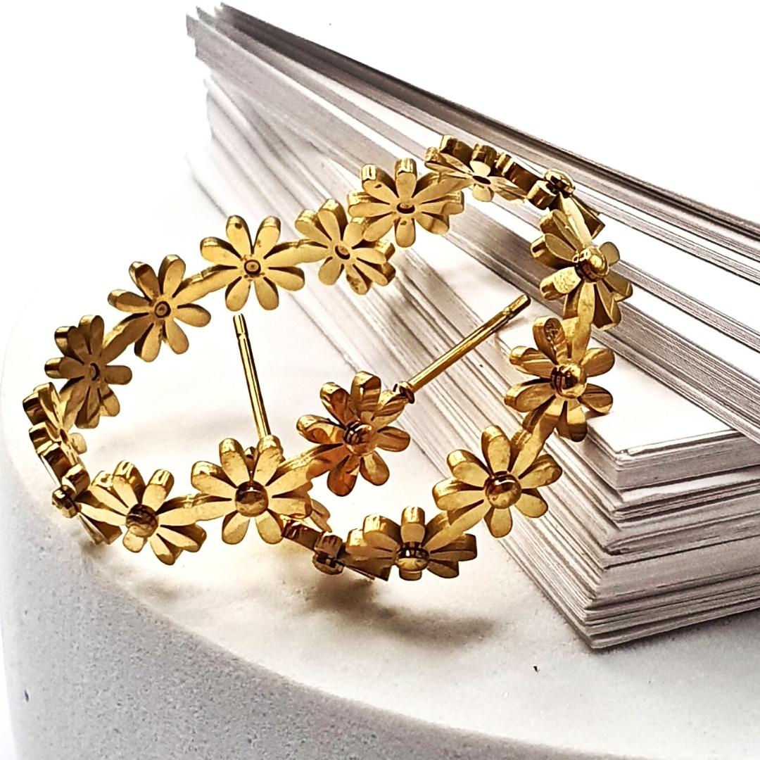 Gold Plated Flower Hoops