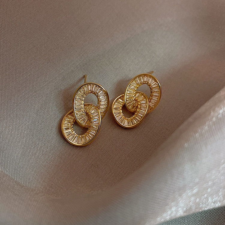 Twin Loop Zircon Earrings