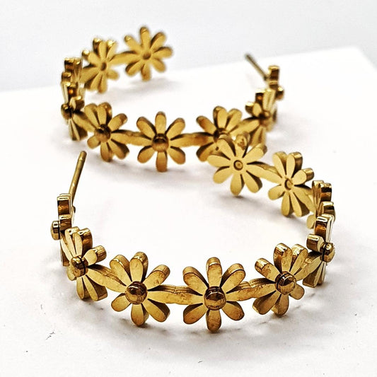 Gold Plated Flower Hoops