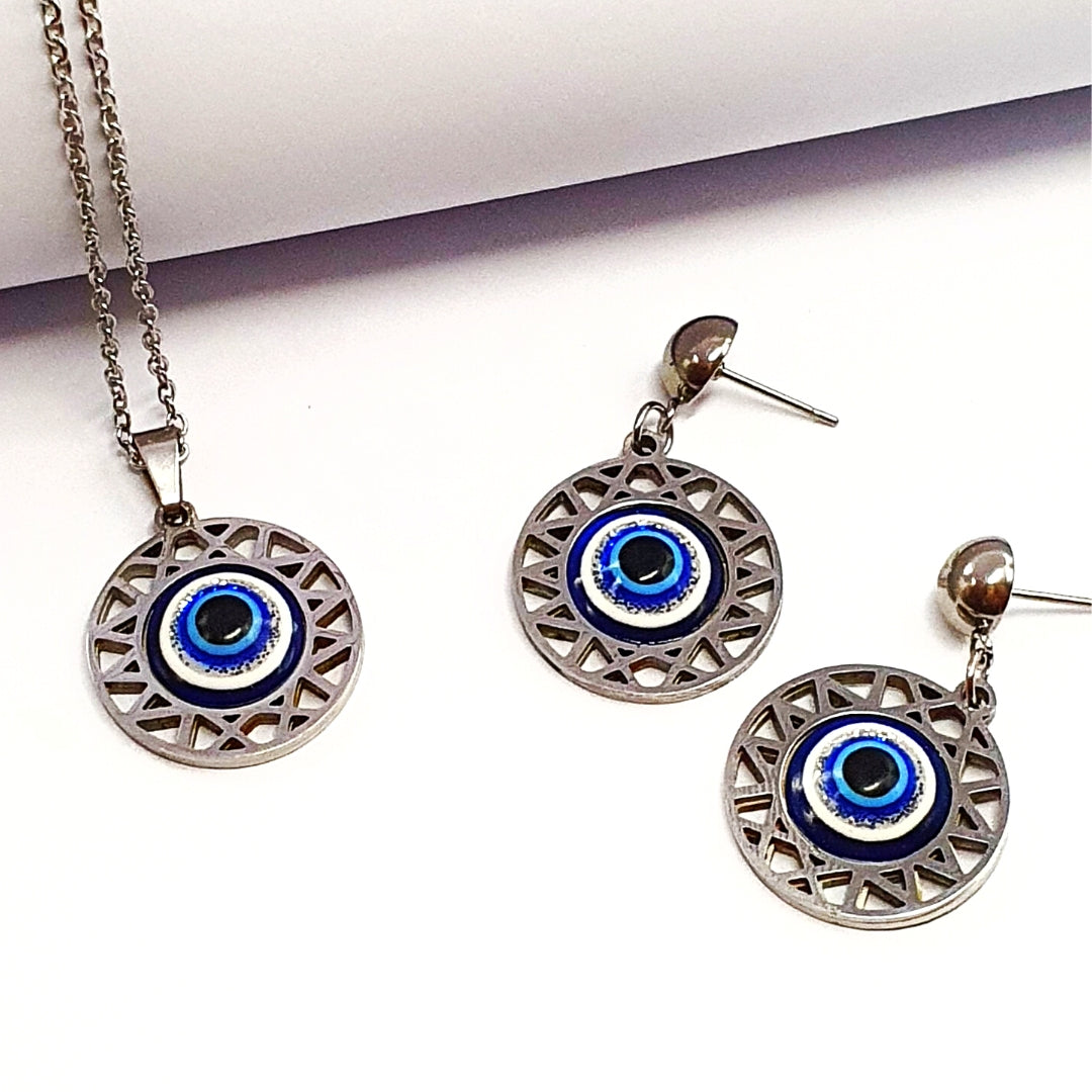 Turkish Intricate Silver Circle Jewelry Set