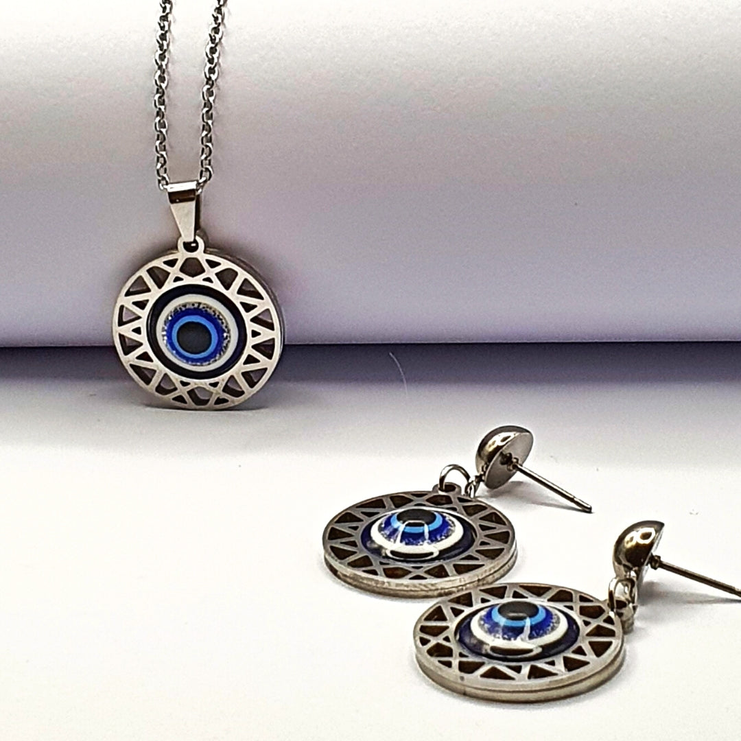 Turkish Intricate Silver Circle Jewelry Set