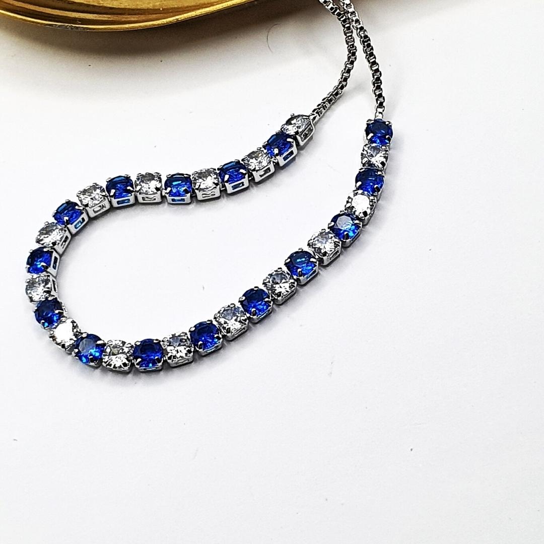 Blue & White Tennis Bracelet