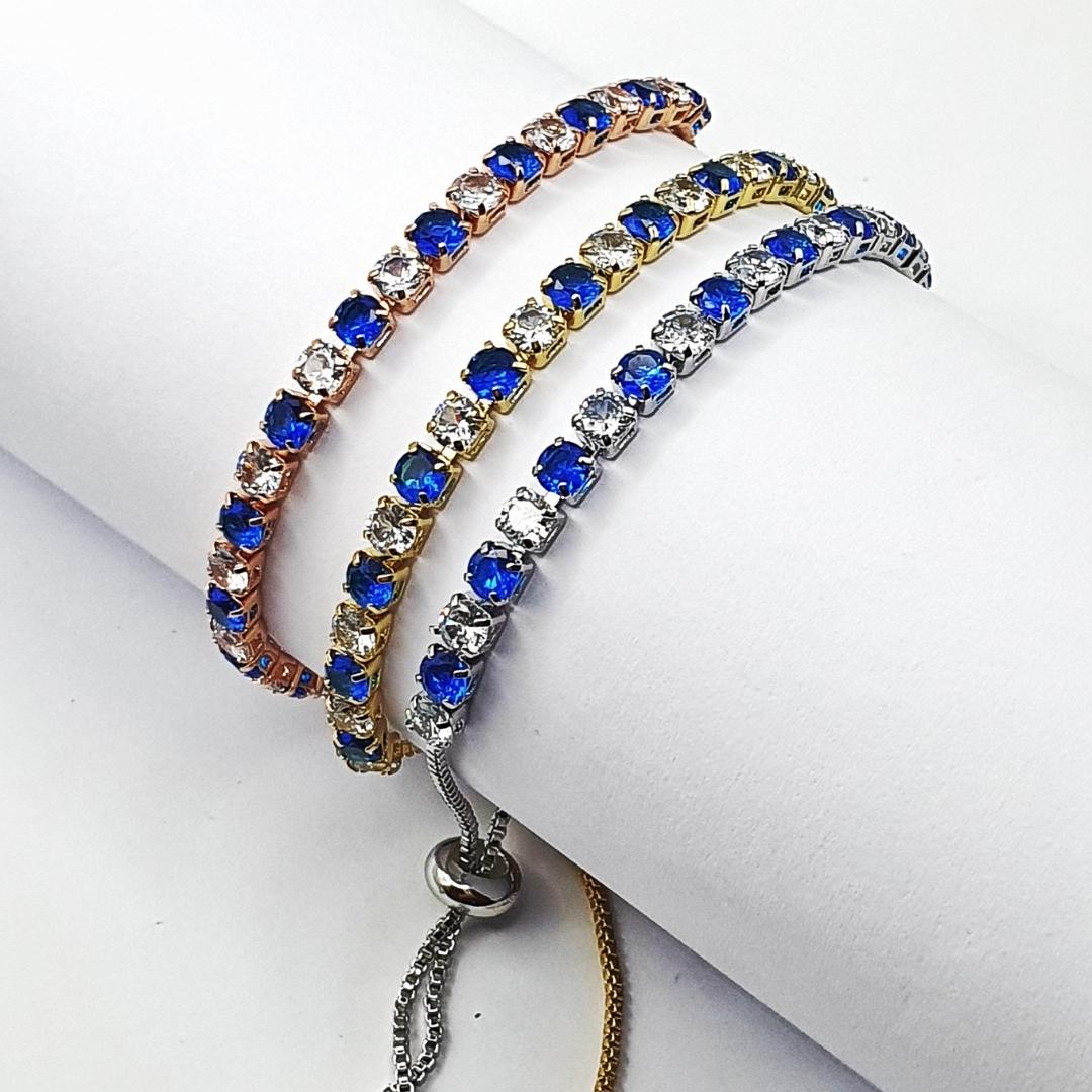 Blue & White Tennis Bracelet