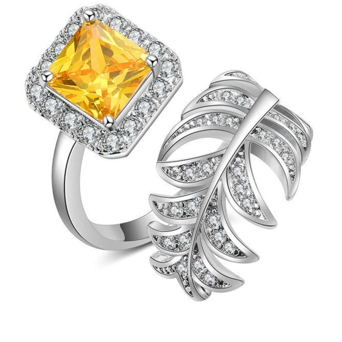 Citrine Leaf Twirl Ring