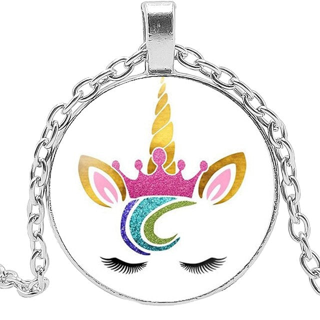 Unicorn Medallion Necklace: White Unicorn