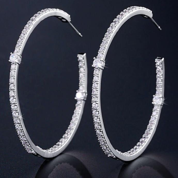 Front and back studded hoops