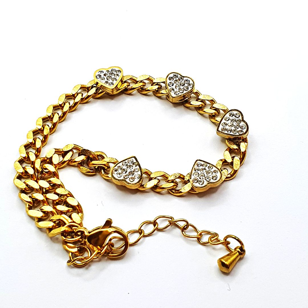 Heart Cuban Chain Bracelet