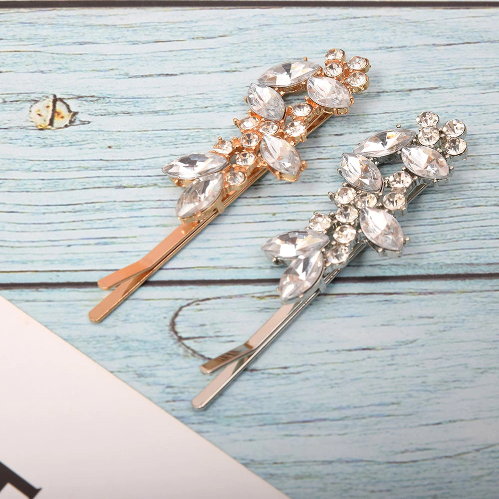 Exquisite Leaf Rhinestone Hair Pins