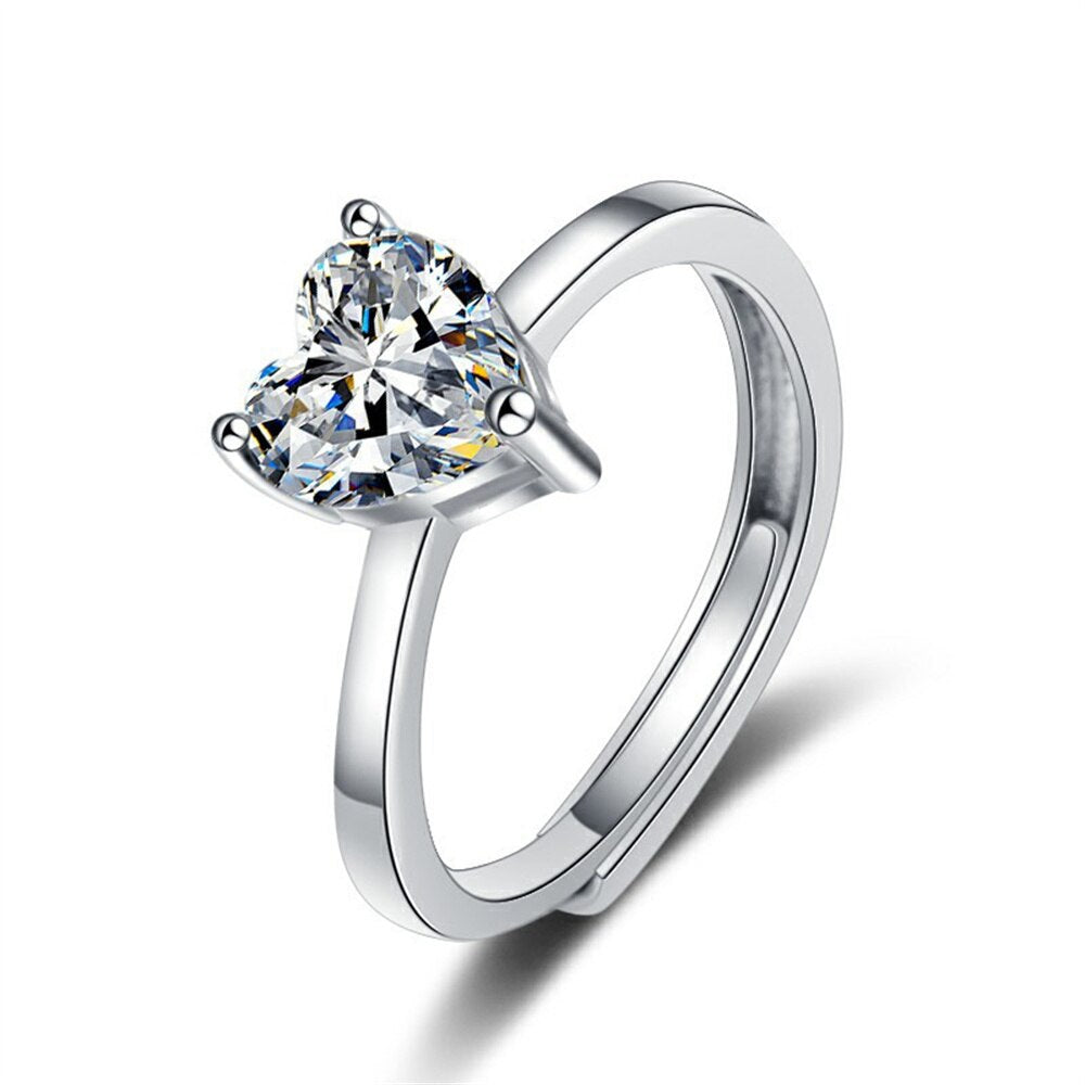 S925 Heart Zircon Ring (Adjustable)