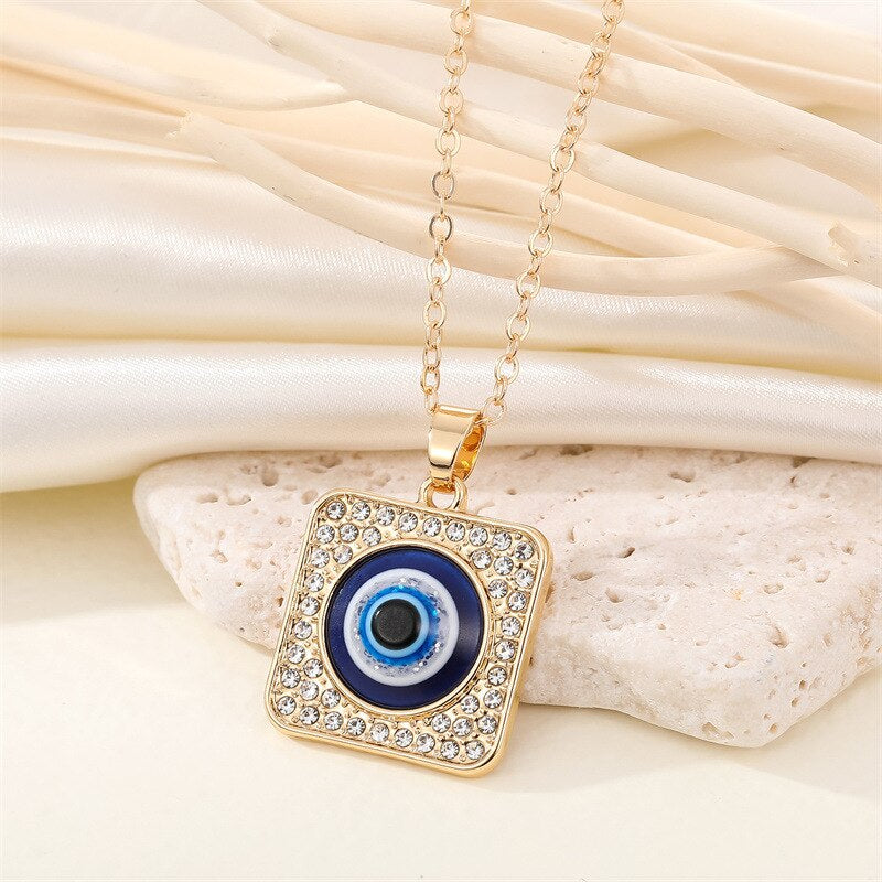 Square Turkish Eye Necklace