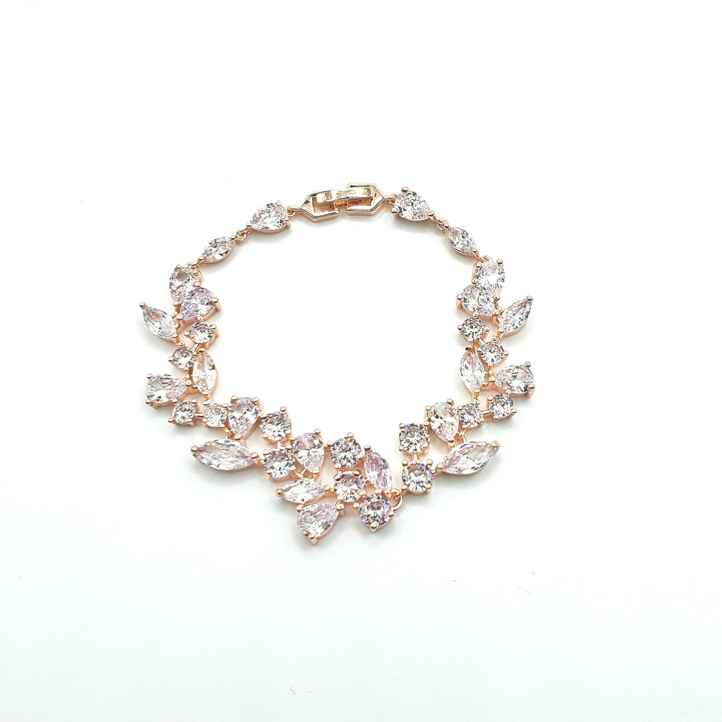 Bridal Zircon Leaf Chain Link Bracelet