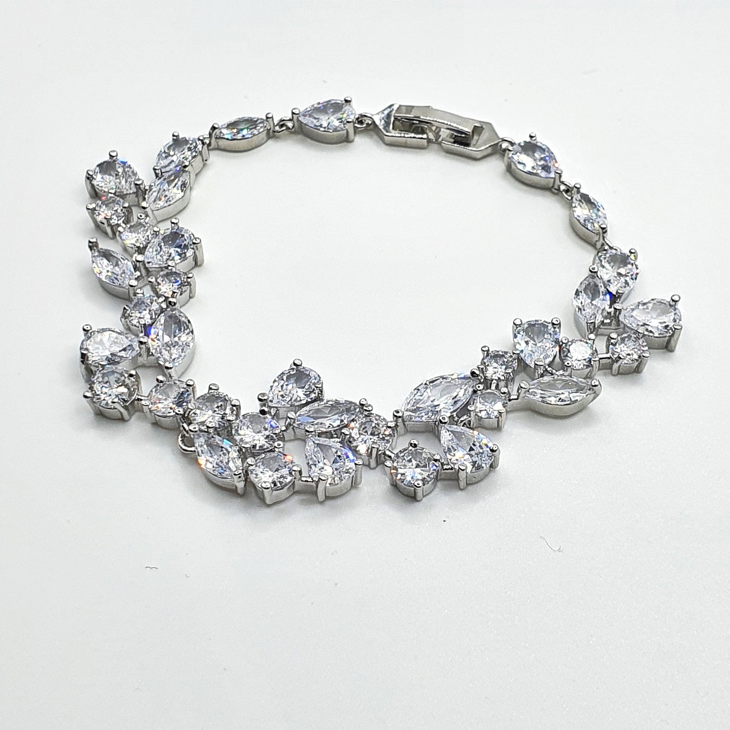 Bridal Zircon Leaf Chain Link Bracelet