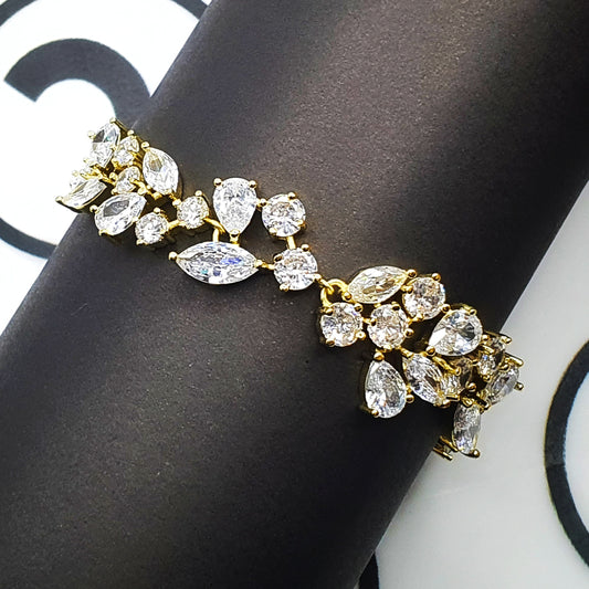 Bridal Zircon Leaf Chain Link Bracelet