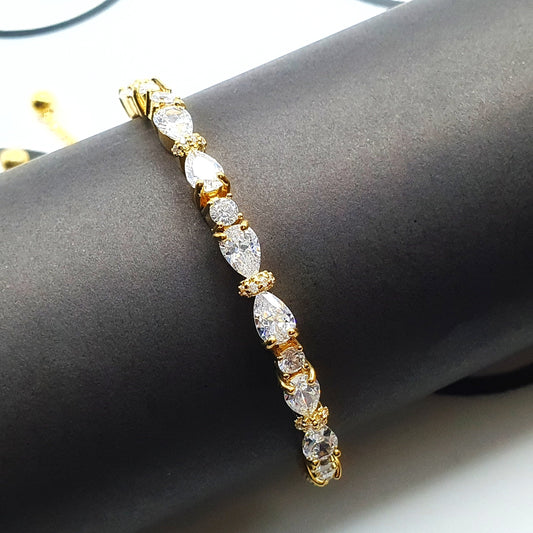 Teardrop and Round Cubic Zirconia (Adjustable Bracelet)