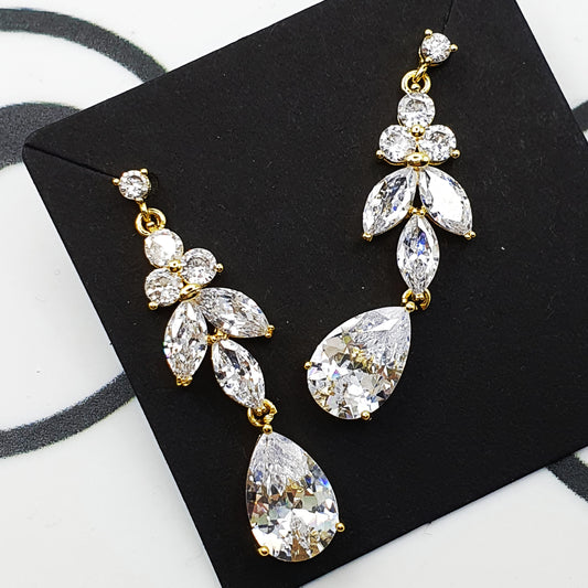 Long Drop Zircon Earrings