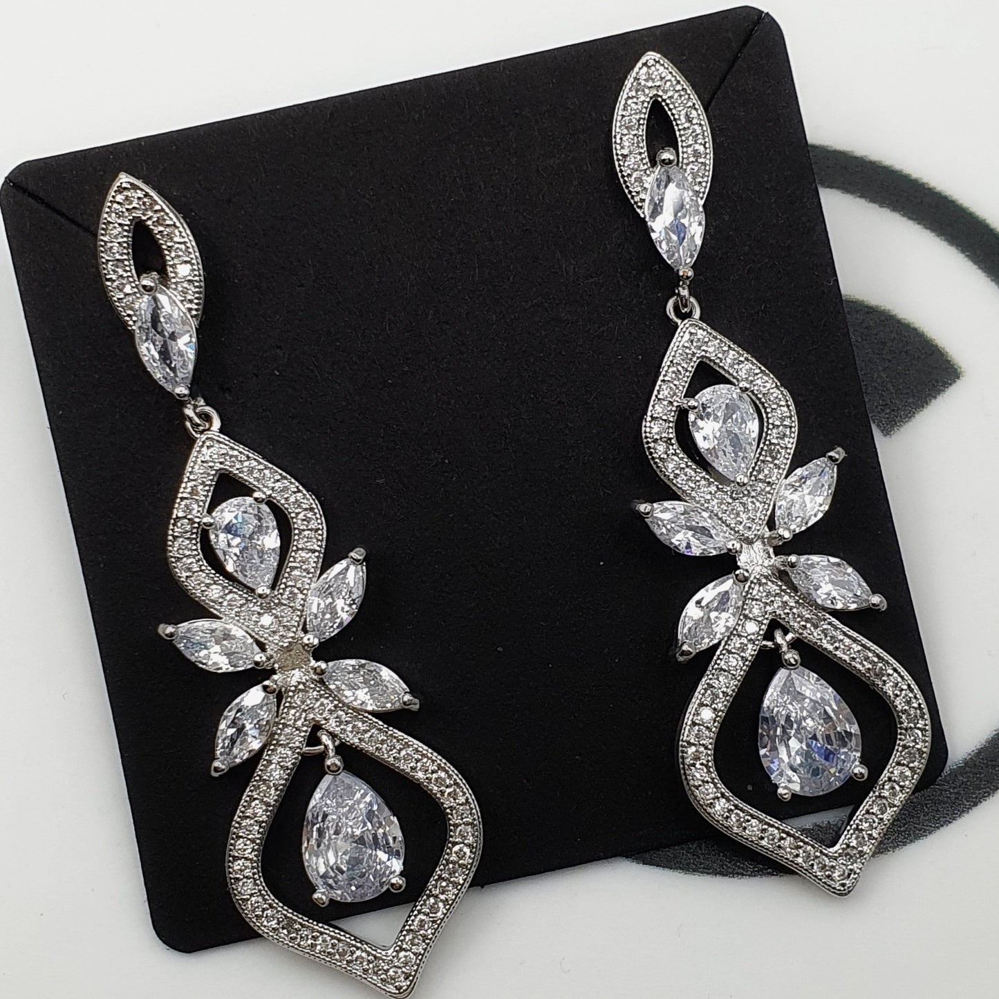 Double drop dangling zircon earrings