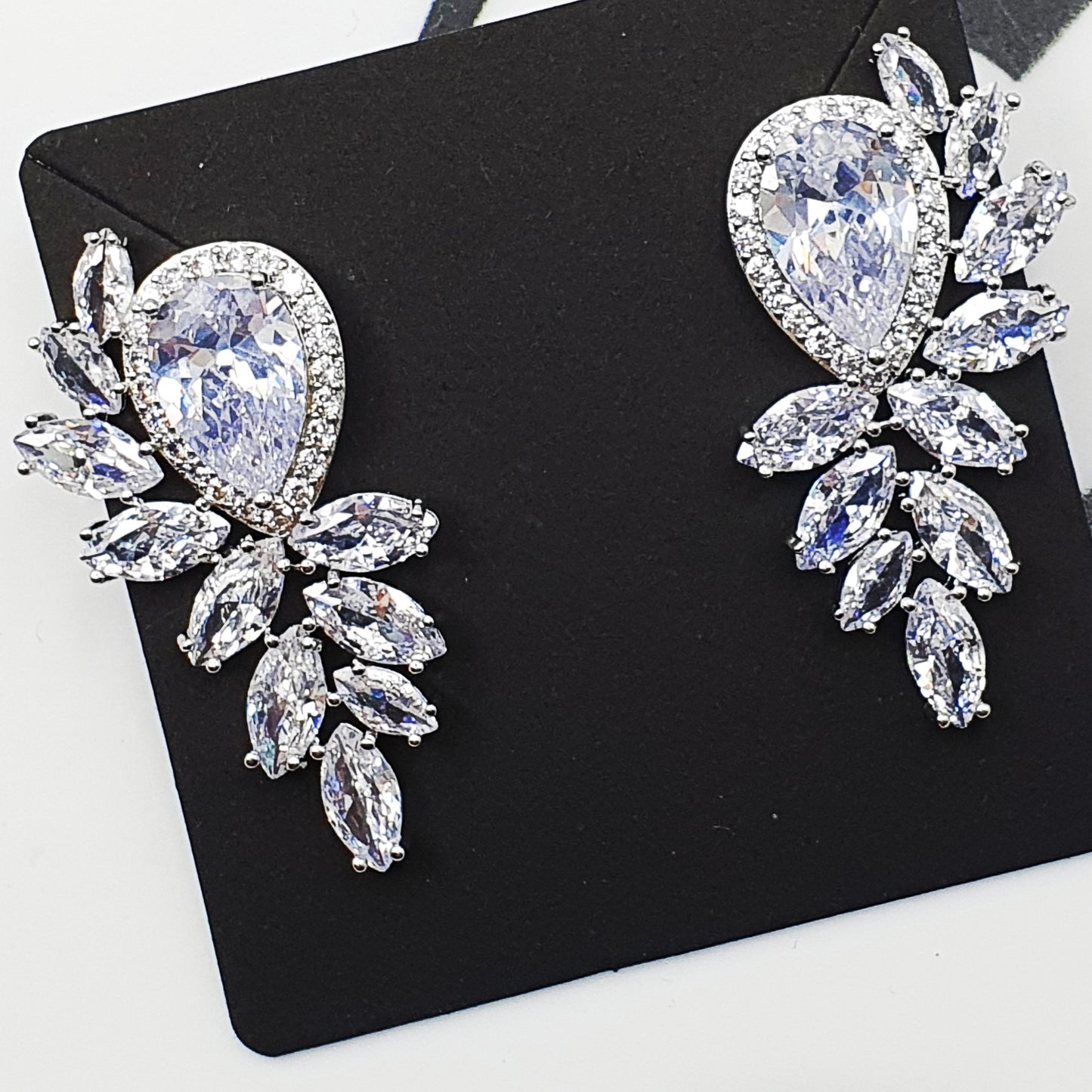 Zircon Tear Drop Cluster Earrings