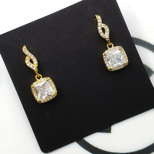 Zircon Square Pendant Earring