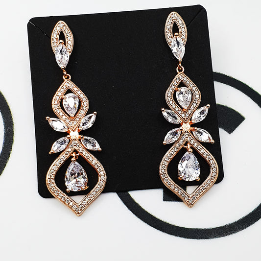 Double drop dangling zircon earrings