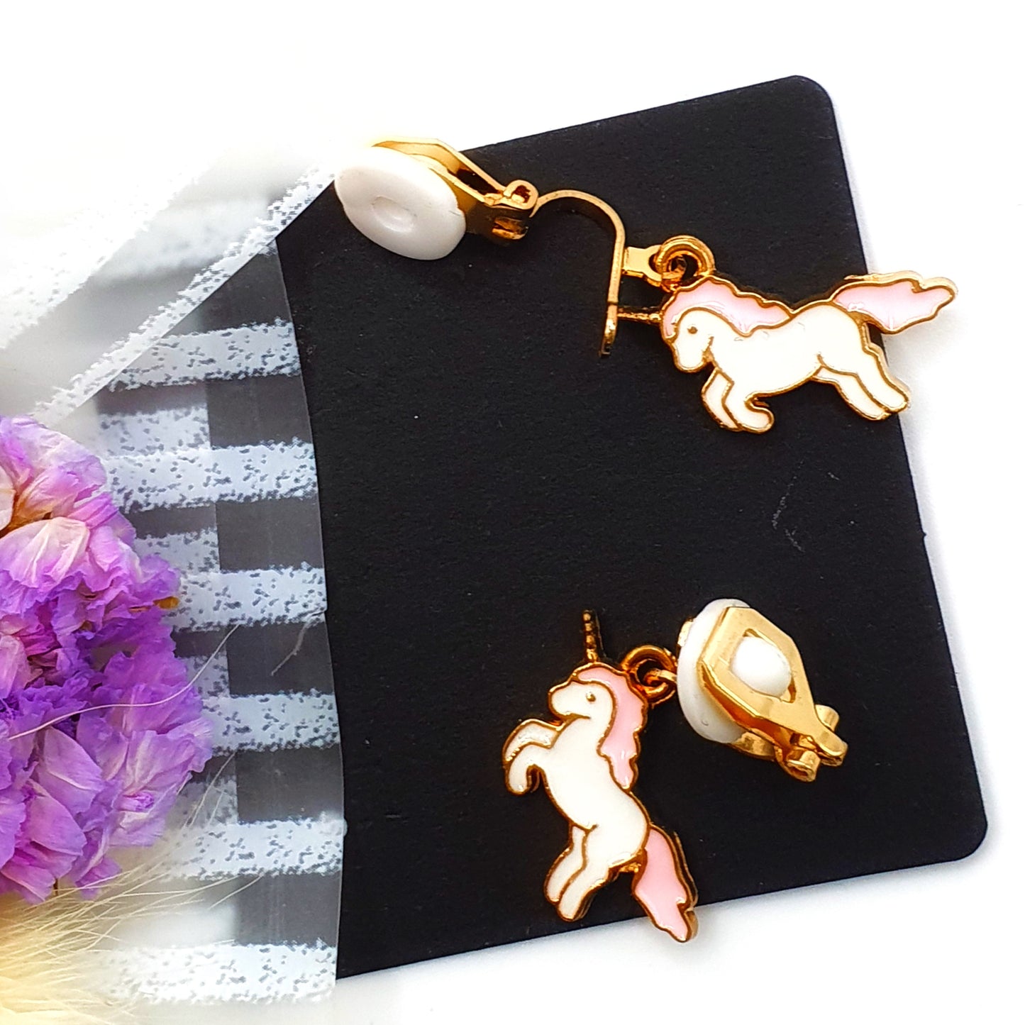 Unicorn Clip Earrings (no ear piercing)