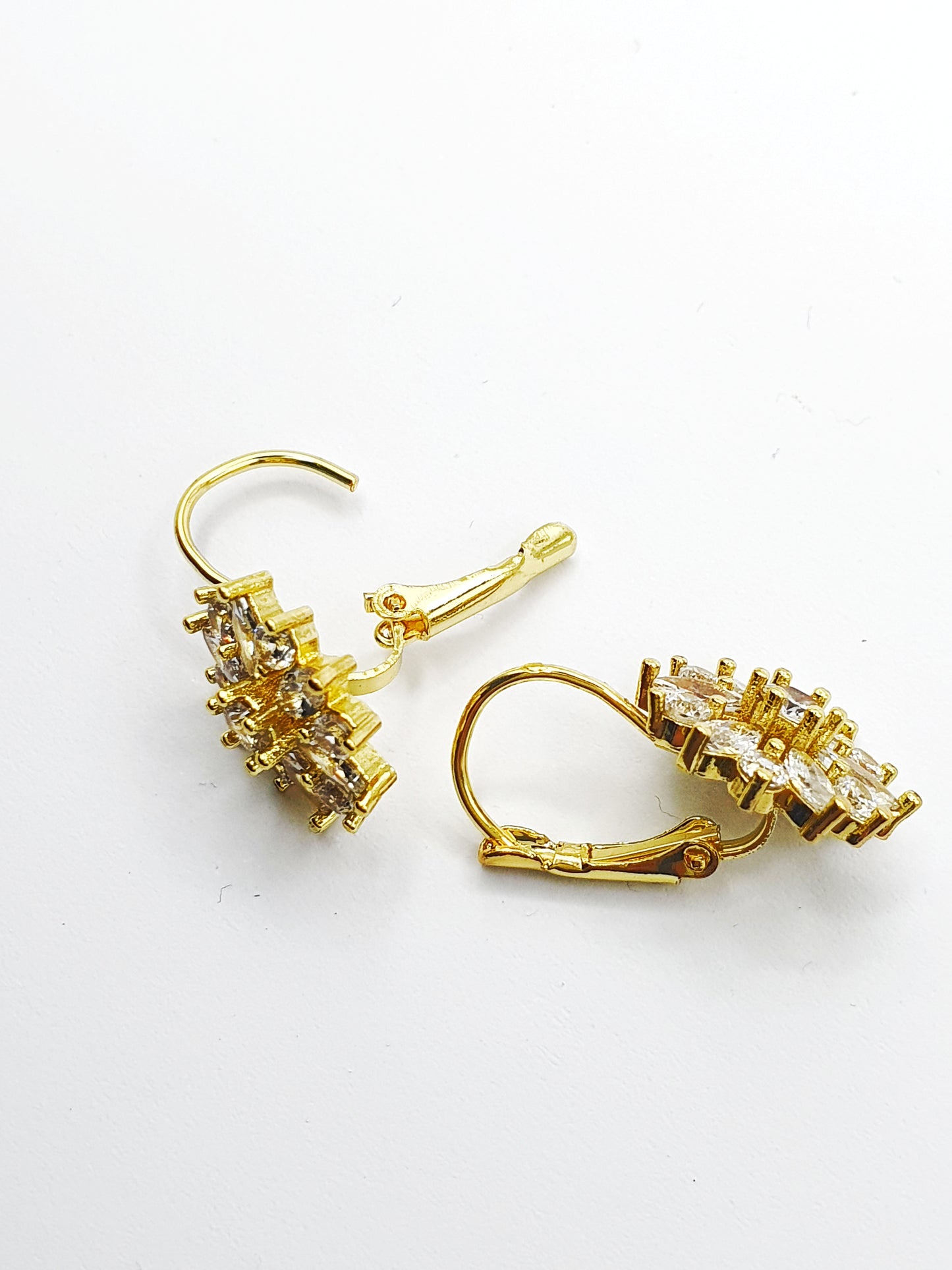 Gold Zircon Cluster Hoop Earrings