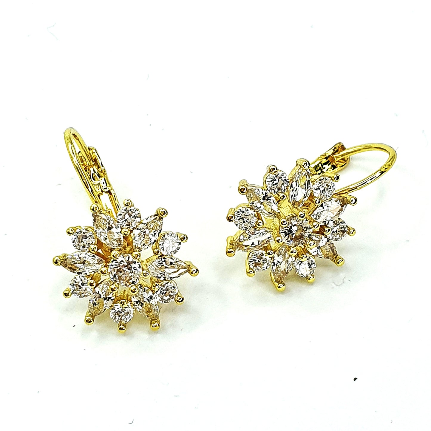 Gold Zircon Cluster Hoop Earrings