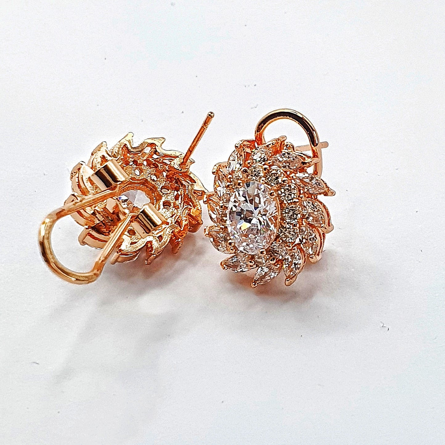 Oval Rose Gold-plated Zircon Studs