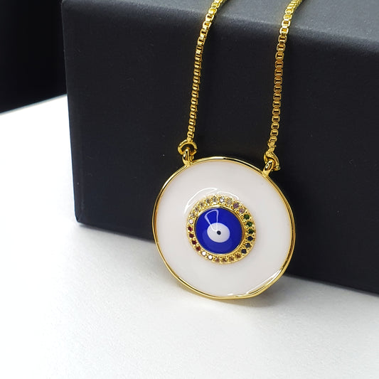 Turkish Eye White Statement Necklace