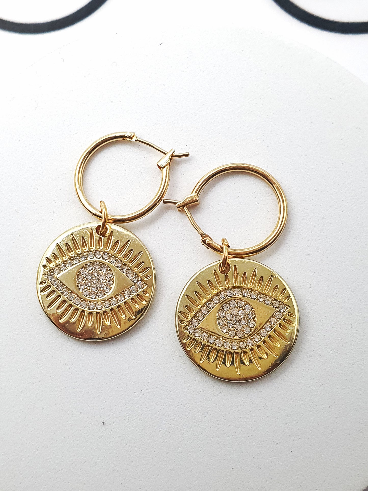 Turkish Eye Gold Sparkle Earrings