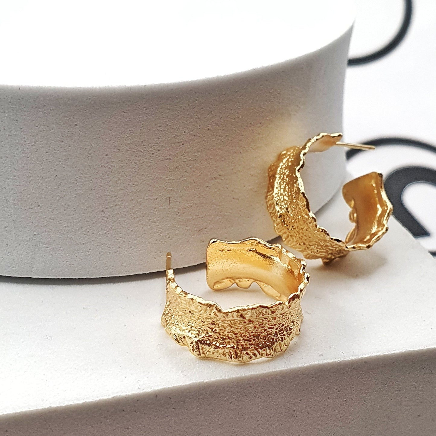 Crinkled Gold Hoops