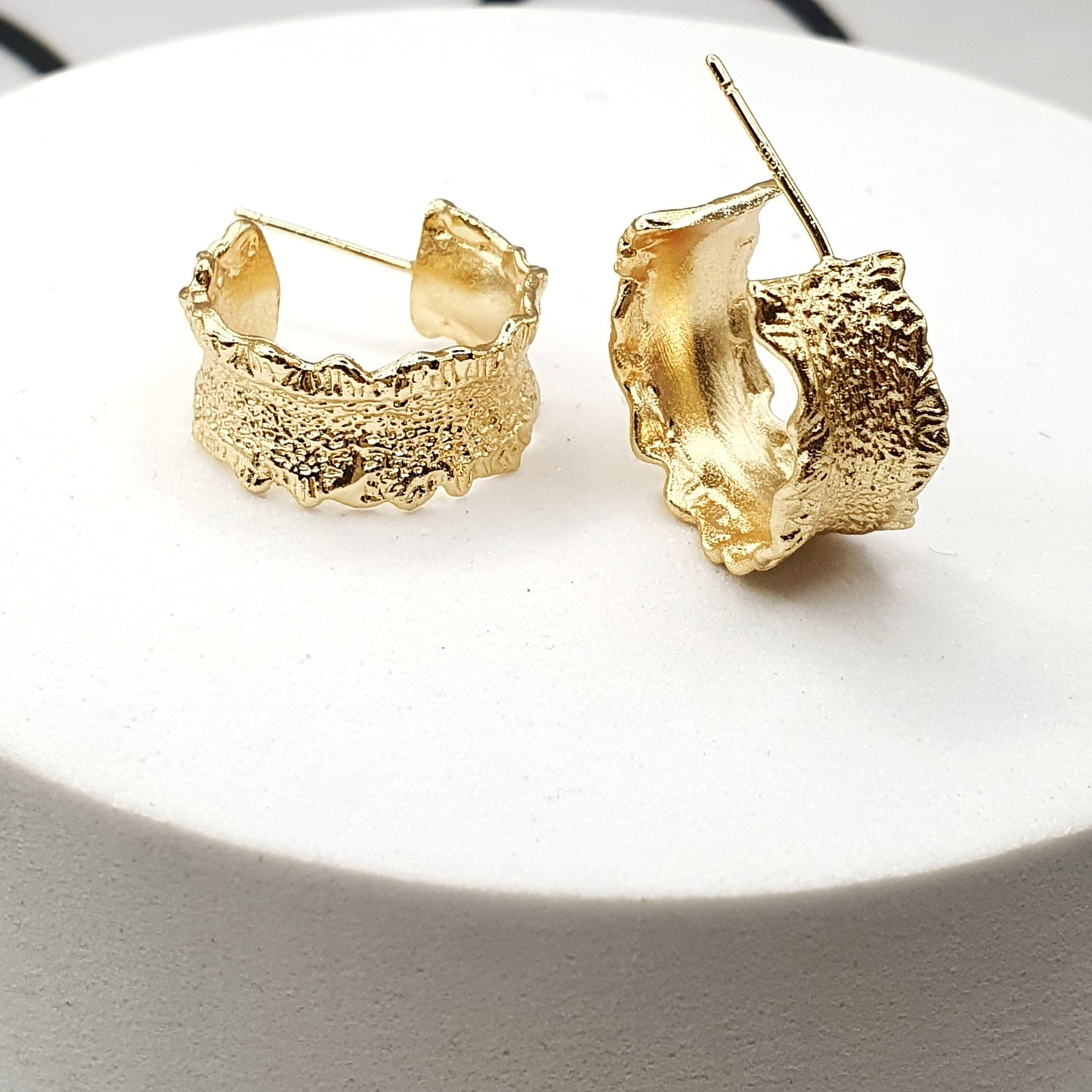 Crinkled Gold Hoops