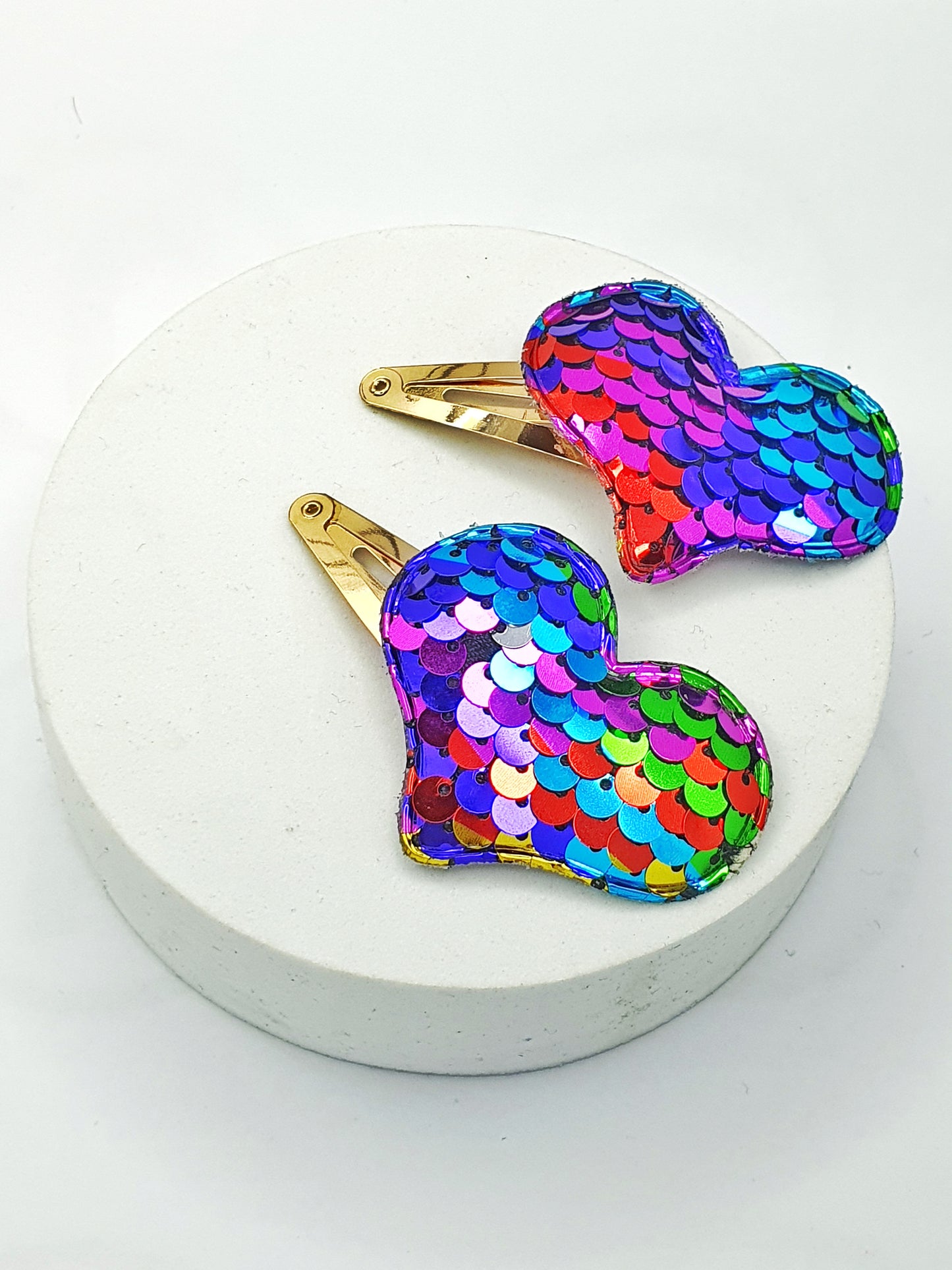 Rainbow Heart Sequin Clip