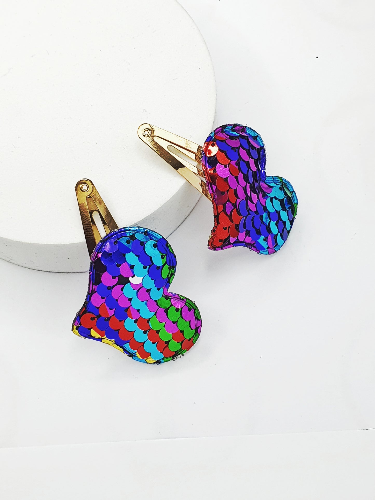 Rainbow Heart Sequin Clip