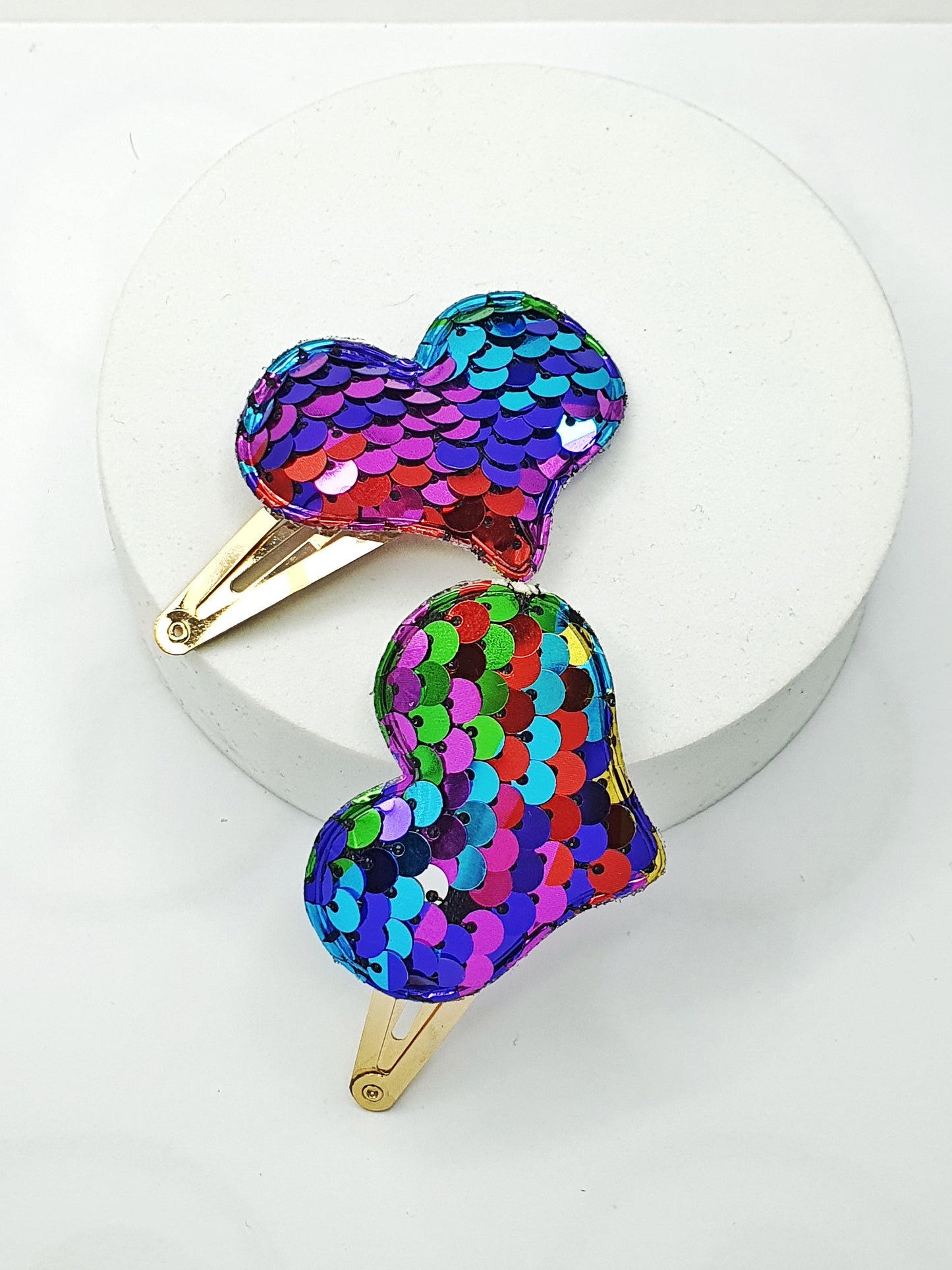 Rainbow Heart Sequin Clip