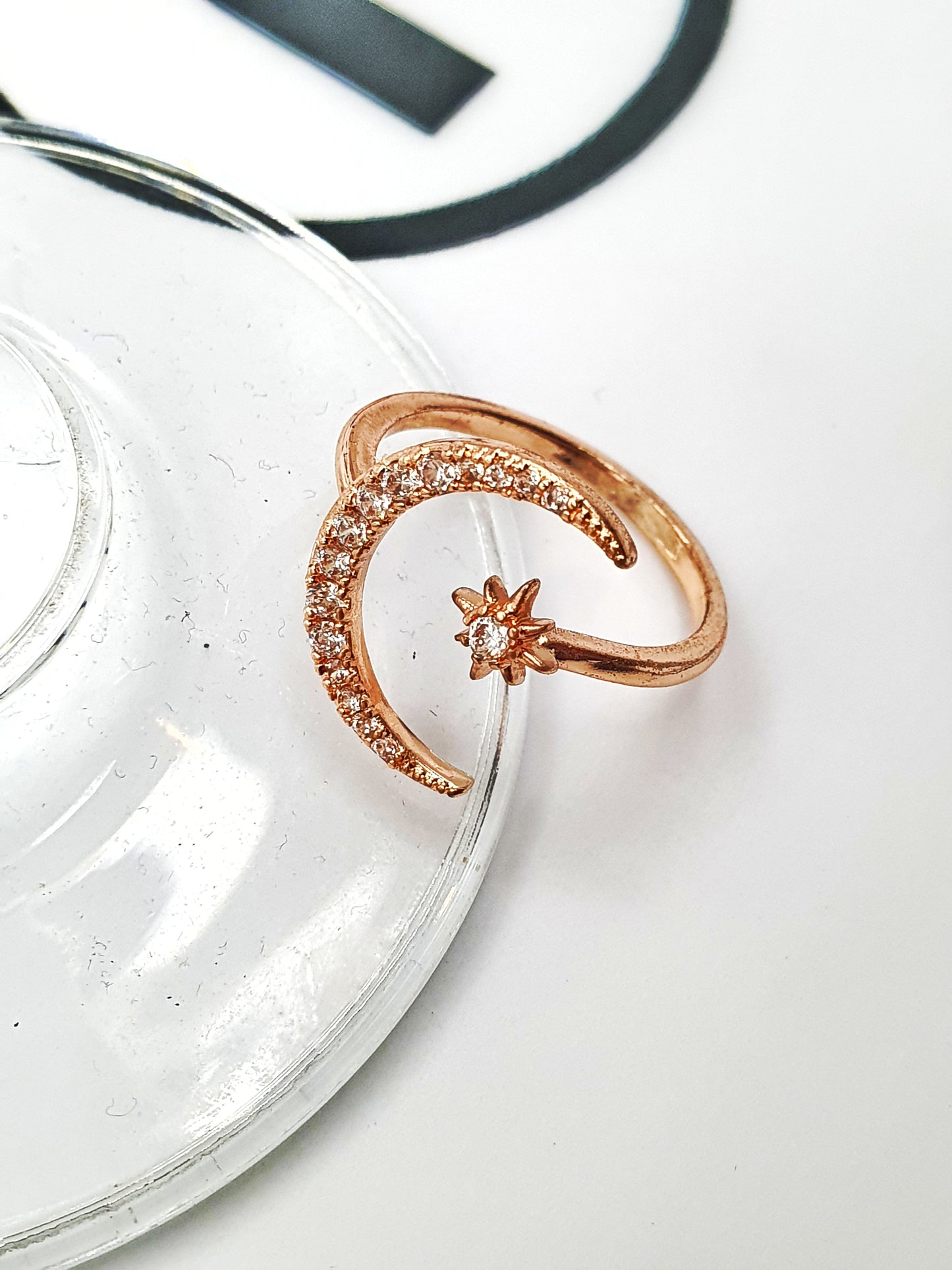 Moon and Star Adjustable Ring