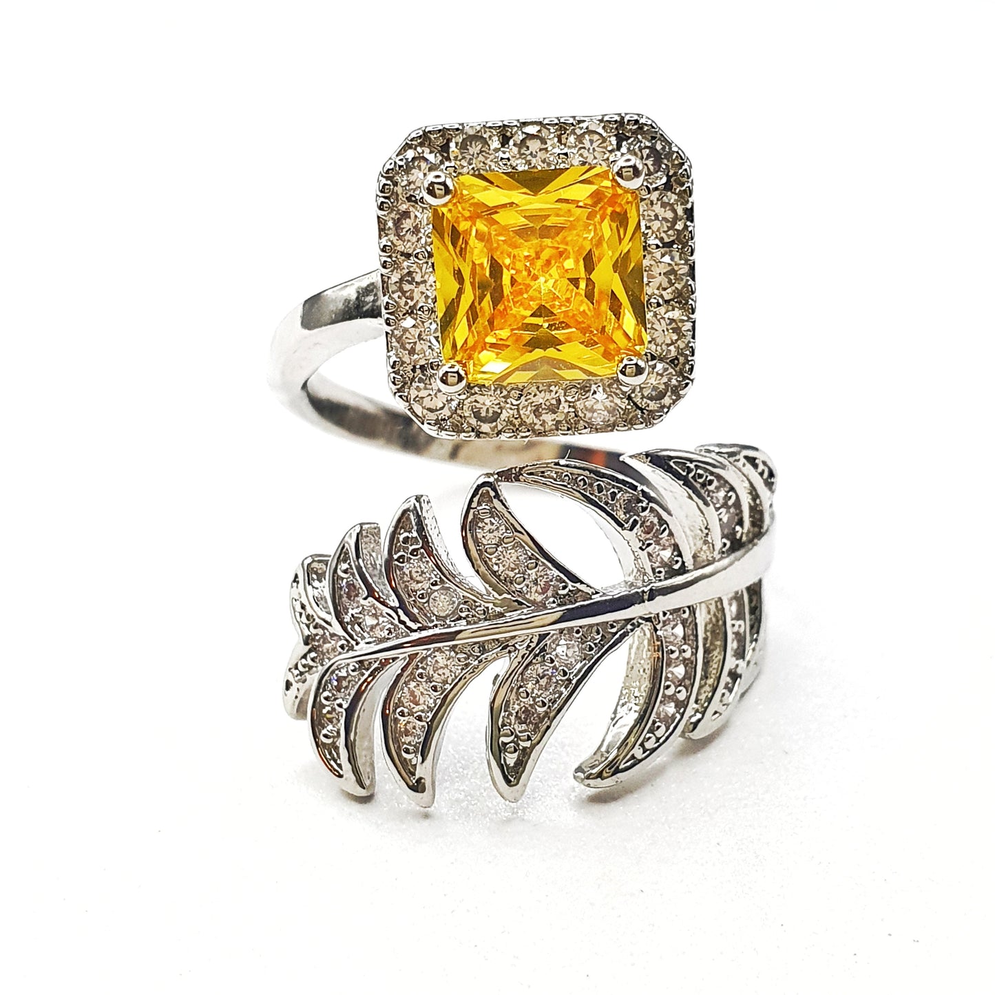 Citrine Leaf Twirl Ring