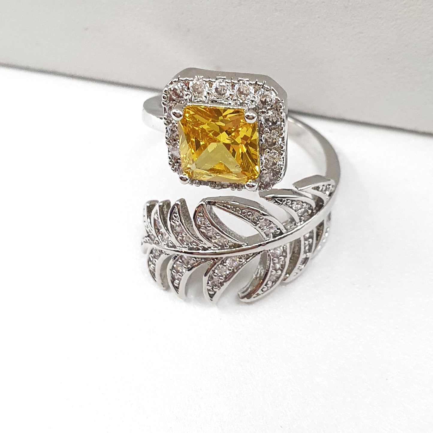 Citrine Leaf Twirl Ring