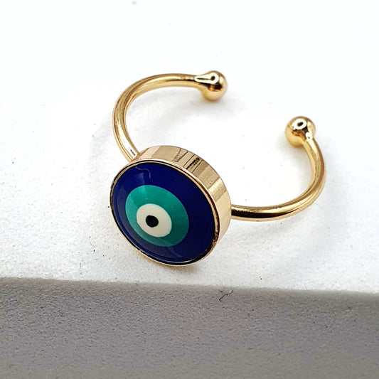 Turkish Eye Symbol Ring (Adjustable)