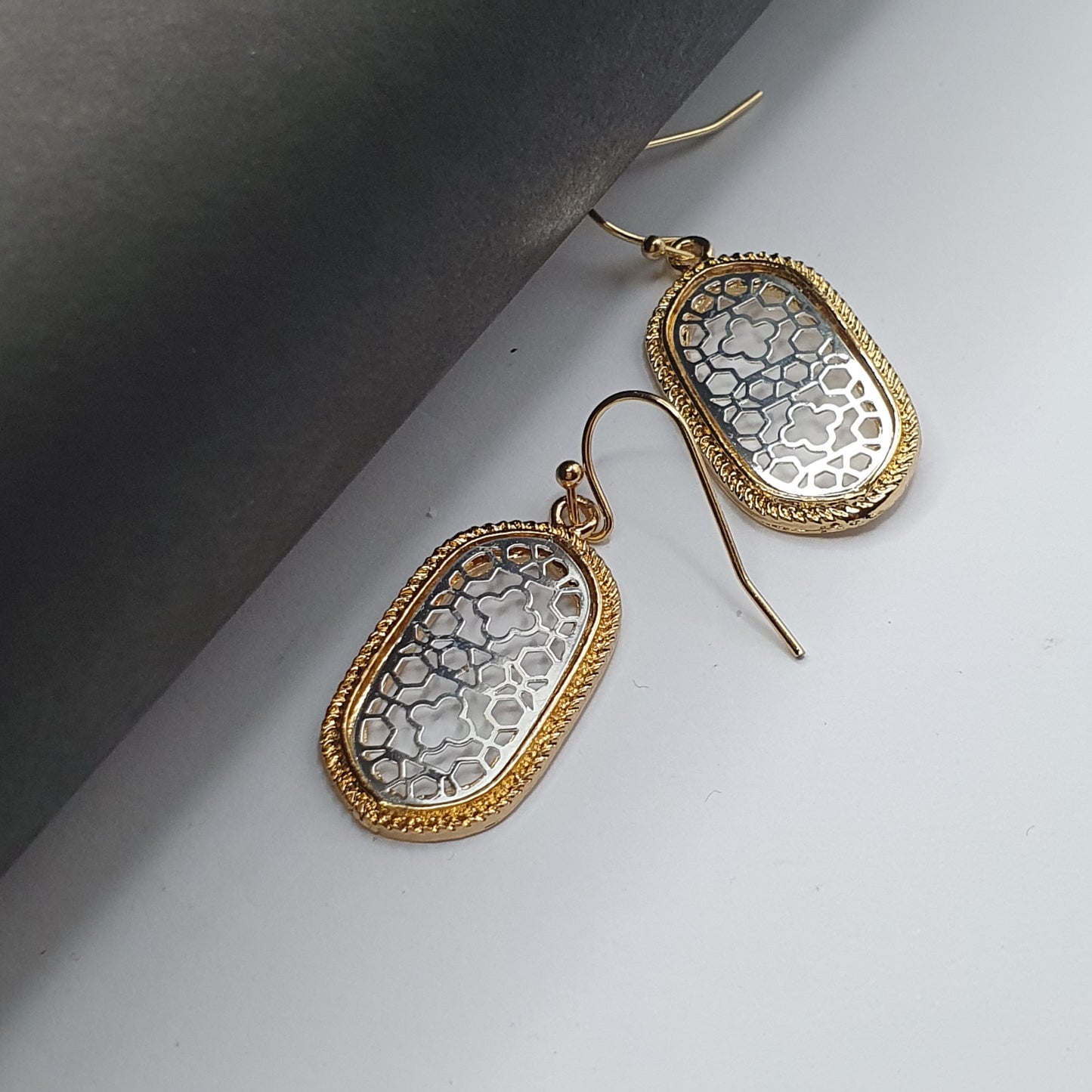 Oval Gold & Silver Filigree Earrings