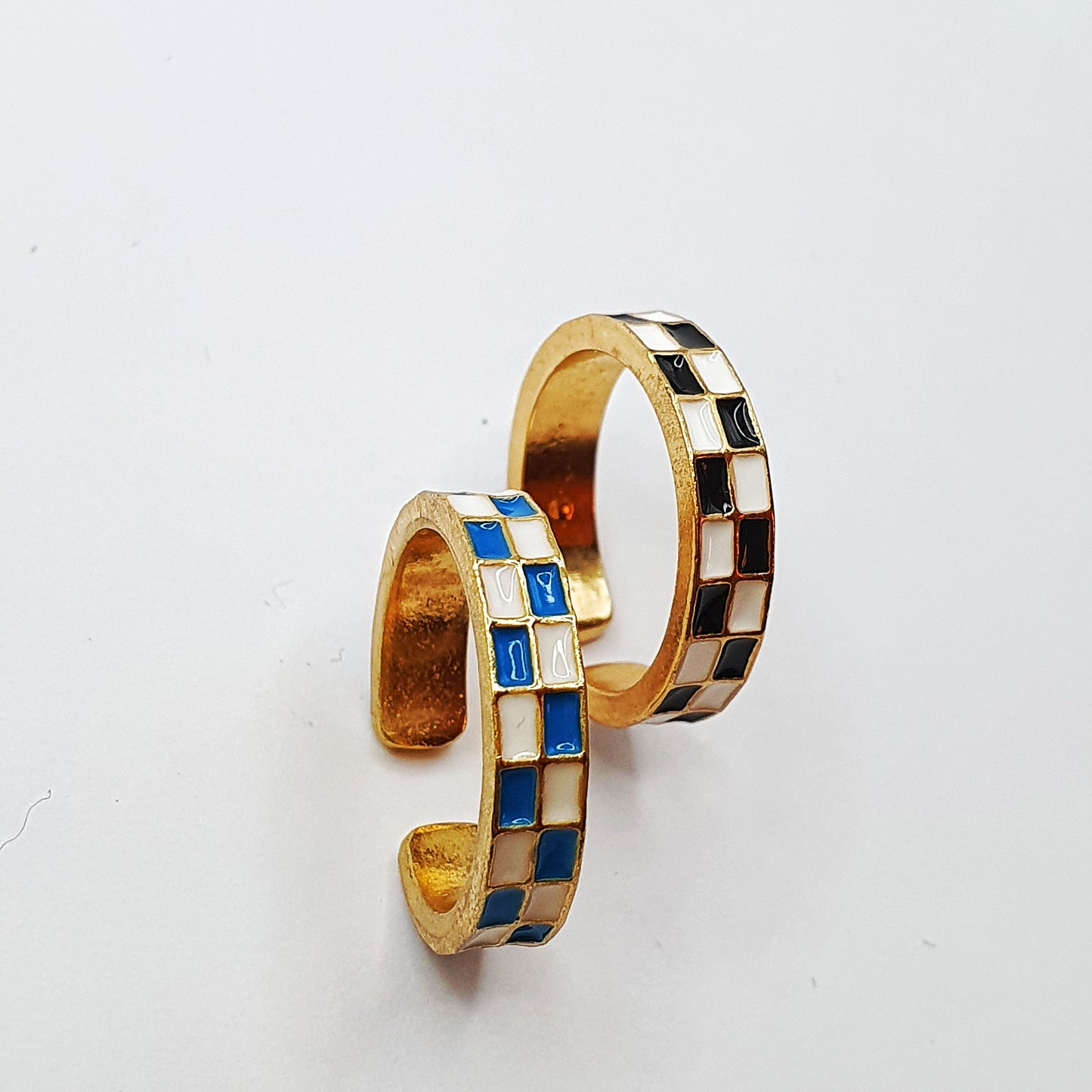 Dopamine Checkered Ring Set