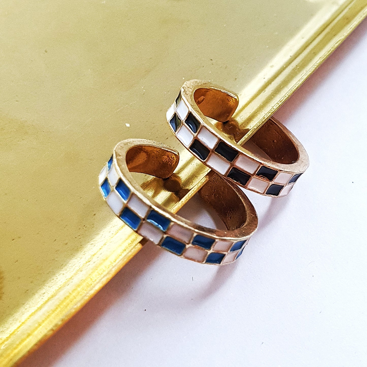 Dopamine Checkered Ring Set