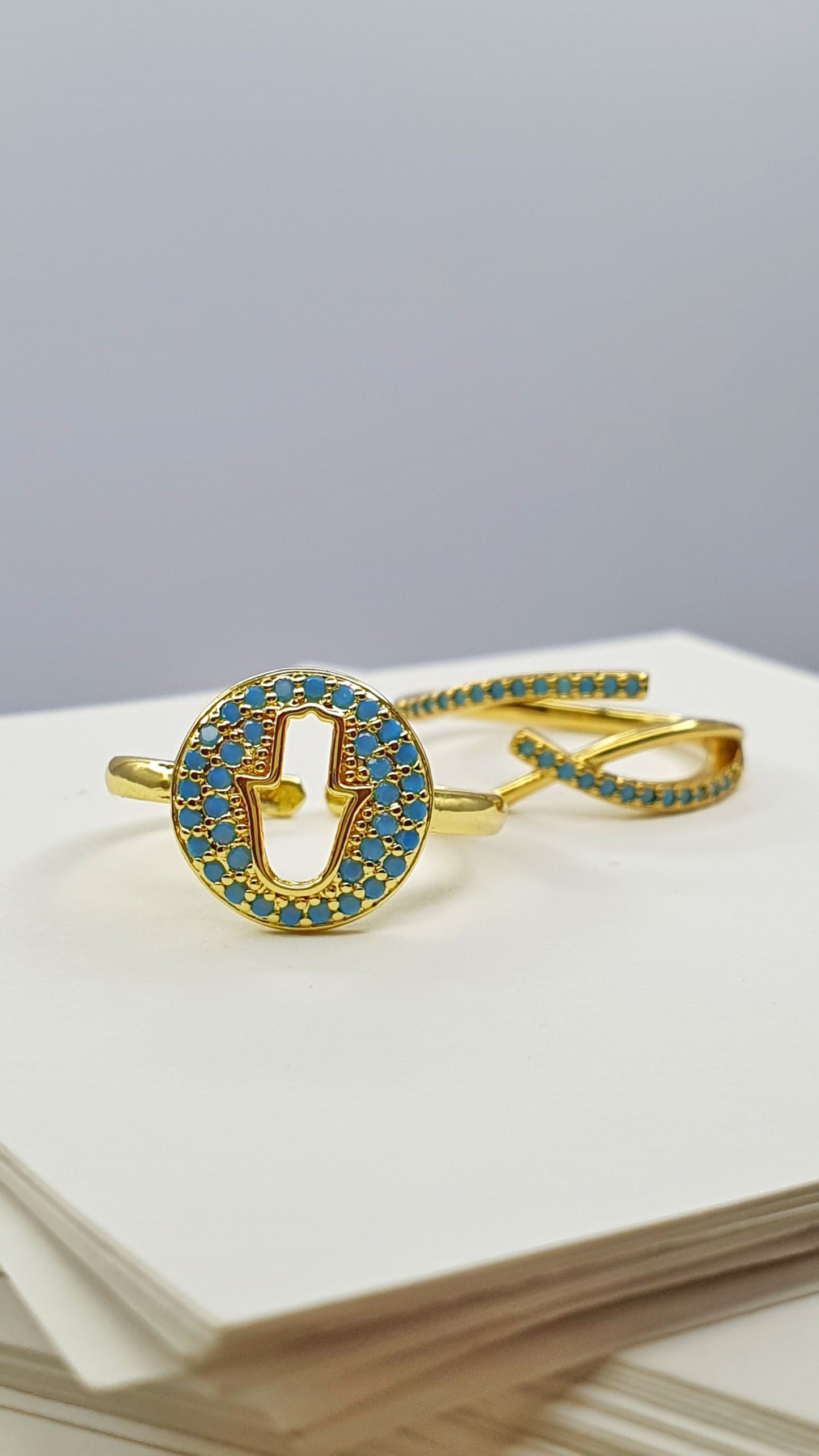 Hamsa Ring Set