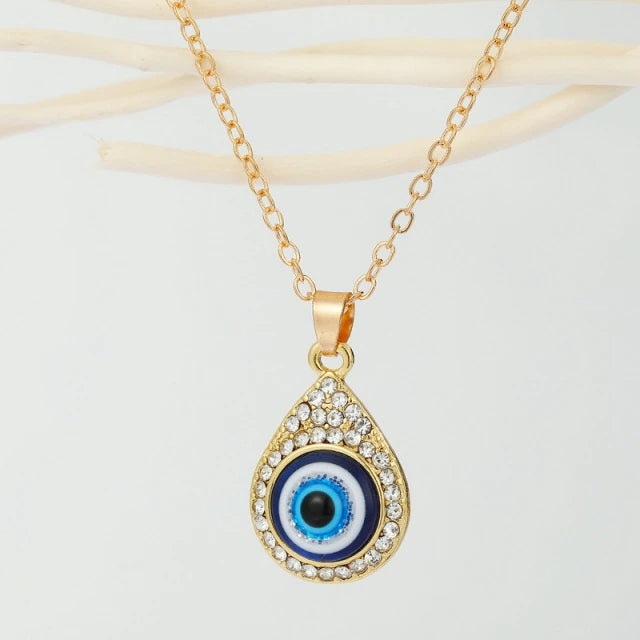 Crystal Drop Eye Necklace