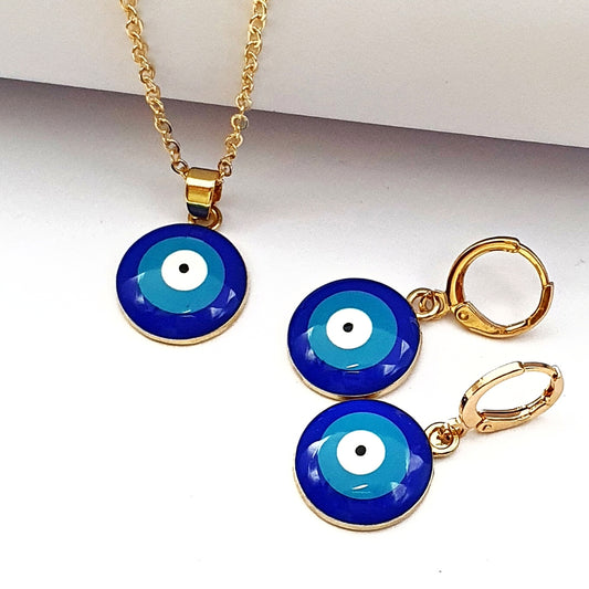 Turkish Eye Enamel Necklace Jewelry Set