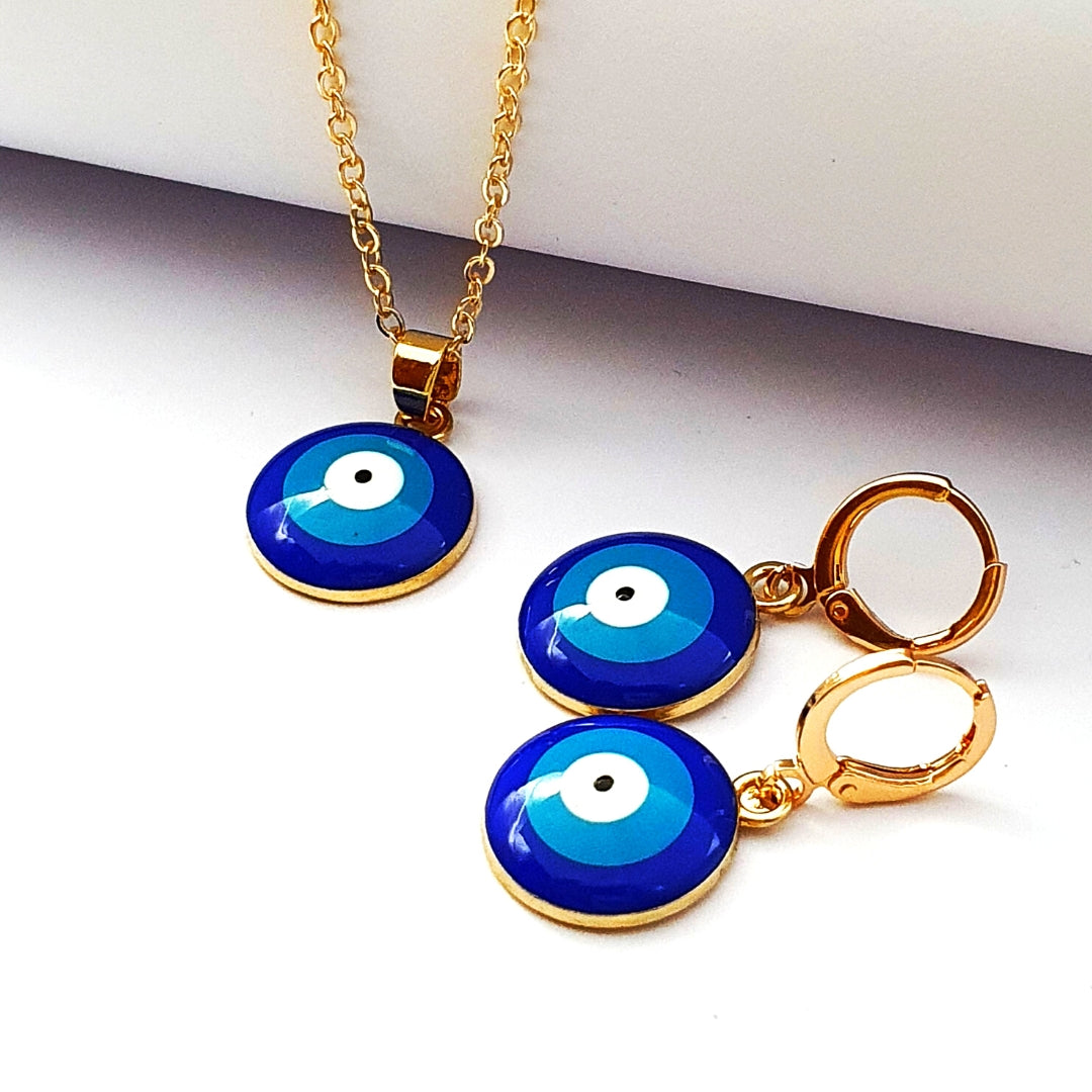 Turkish Eye Enamel Necklace Jewelry Set